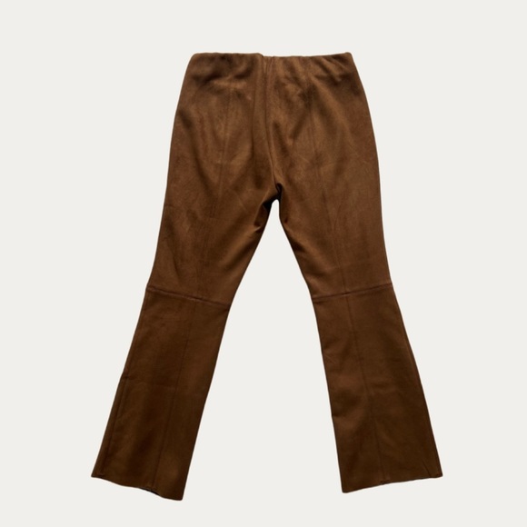 Ann Mashburn Faye Cropped Seamed Pant in Cognac Vegan Suede - Picture 2 of 4